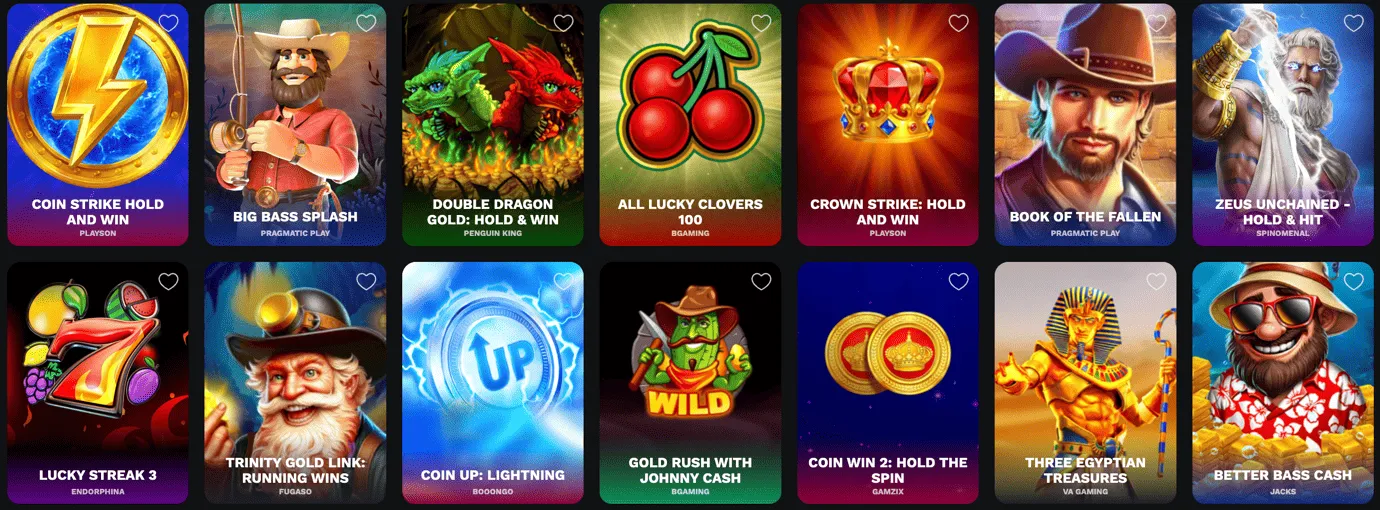 Catálogo de tragamonedas de BetOnRed con títulos de Playson, Pragmatic Play, BGaming, Penguin King y Endorphina